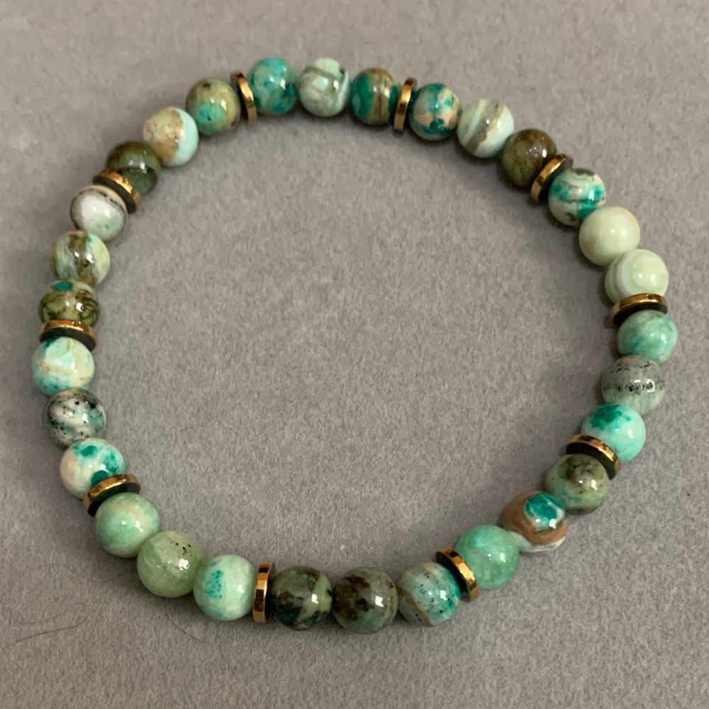 Handmade phoenix stone & hematite stretch bracelet
